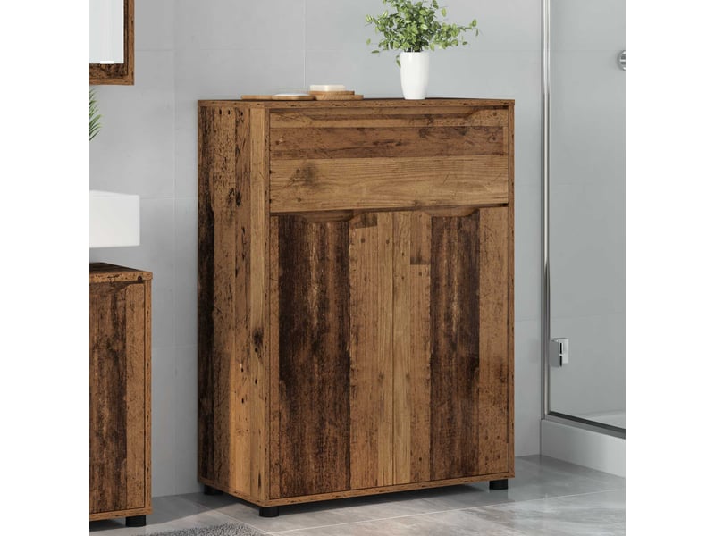 Cabinet de salle de bain, meuble de rangement bois ancien 72.5x36.5x100 cm  - Conforama B