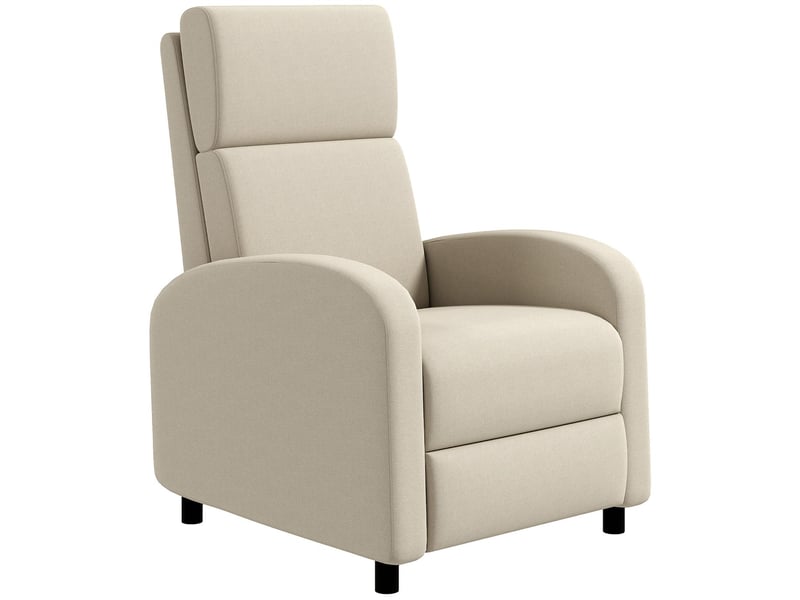  Fauteuil de relaxation inclinable à 160° avec repose-pieds tissu aspect lin crème  - Conforama A