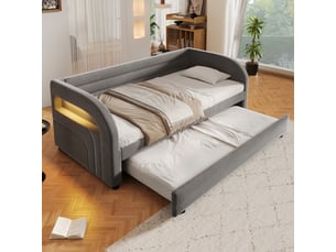 Lit gigogne 90x200 cm <strong>HAUSS SPOLE</strong>  <strong></strong> coloris gris