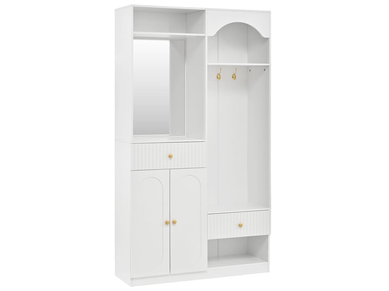 Portemanteau avec banc et rangement 100 x 180 cm en mdf blanc - Conforama R