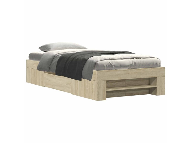 Lit simple- lit adulte -  cadre de lit avec rangement chêne sonoma 80 x 200 cm  - Conforama A