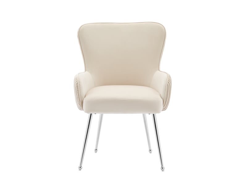  Lot de 6 chaises de salle à manger,avec accoudoirs,velours,beige  - Conforama D