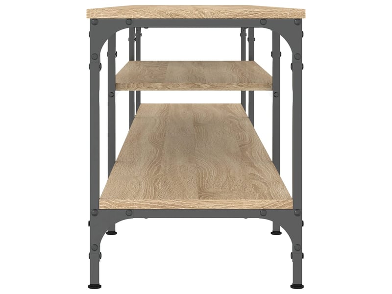  Meuble tv - banc tv - meuble de rangement chêne sonoma 201x35x45 cm bois d'ingénierie et fer  - Conforama E