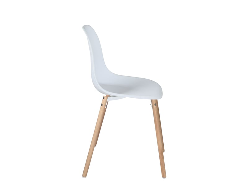  Lot de 4 chaises scandinaves ova blanches avec assise plastique et pieds bois clair  - Conforama D