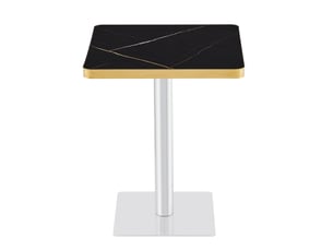 Table à manger carrée moderne effet marbre avec plateau en mdf et piètement métallique