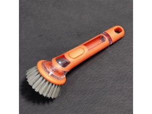 Brosse de nettoyage avec distributeur de savon, nettoyage puissant, convient pour les casseroles, les éviers, etc. Poils longs, orange