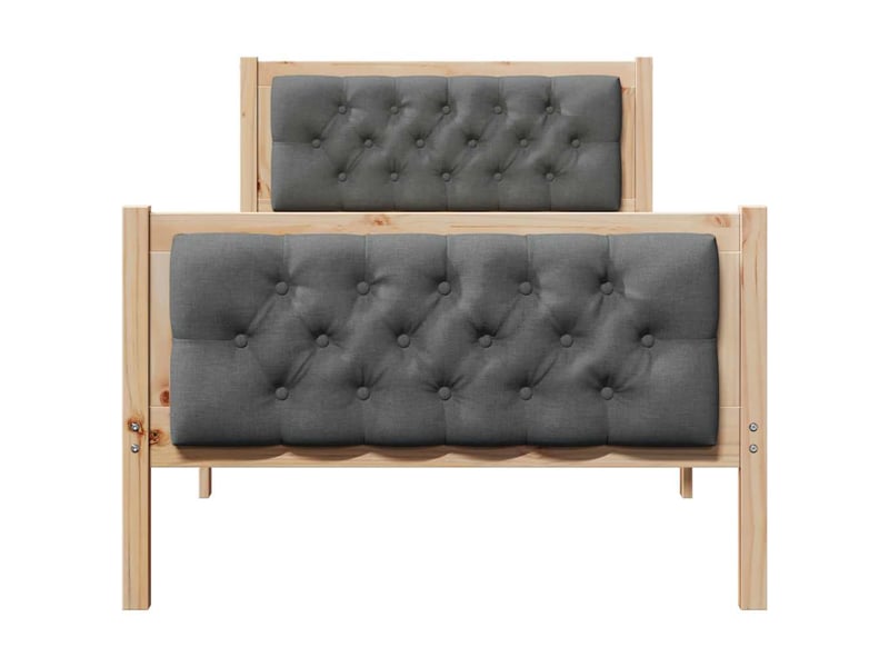  Lit simple- lit adulte -  cadre de lit avec tête de lit gris foncé 90 x 200 cm pin massif  - Conforama D