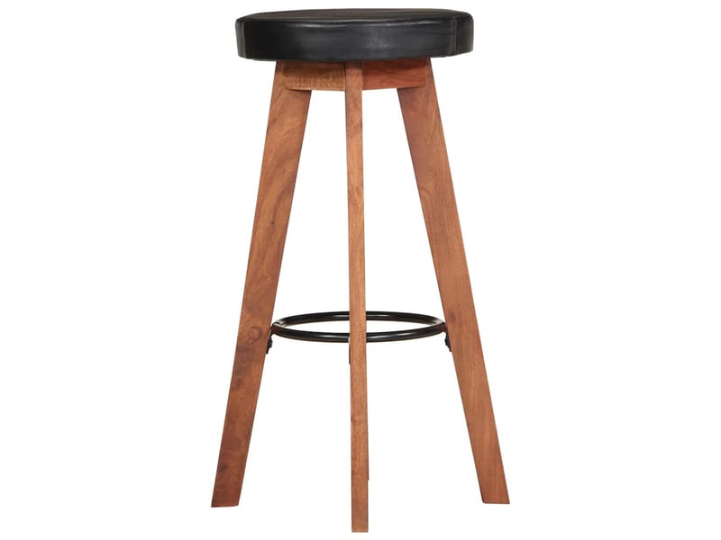  Lot de 2 tabouret de bar, chaise de bar cuir véritable et bois d'acacia solide  - Conforama C