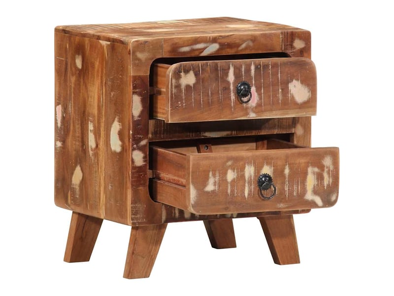  Lot de 2 table de chevet - cabinet de chevet - table de nuit 40x32x46 cm bois massif de récupération  - Conforama D