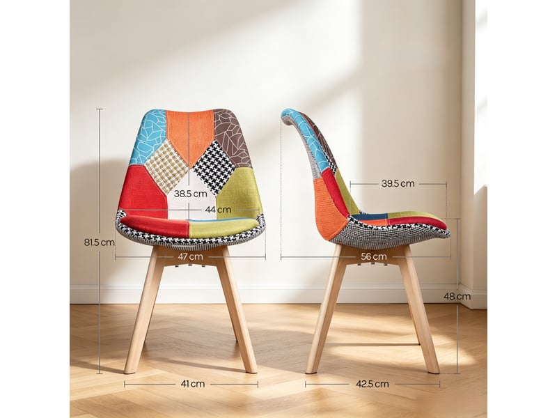  Chaises de salle à manger lot de 4 modernes avec siège rembourré et pieds bois élégants  - Conforama C