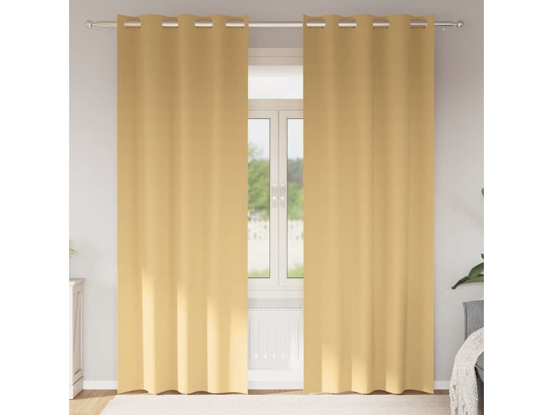 Lot de 2 rideaux occultants, rideaux black-out avec anneaux beige 225 x 140 cm cf44566 - Conforama B