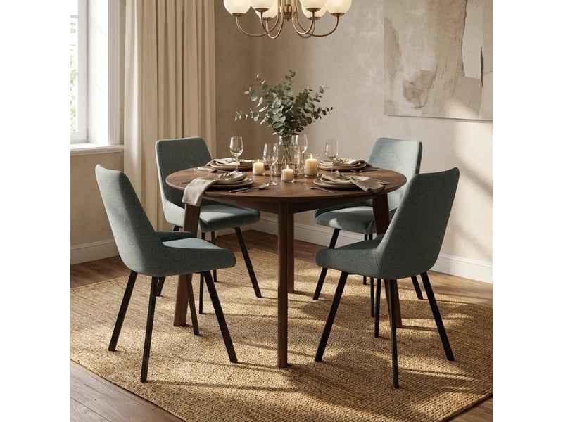  Lot de 4 chaises rembourrées en microfibre avec pieds en métal artemis - turquoise  - Conforama B