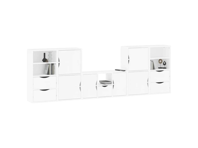  Lot de 5 meubles tv modulaires avec rangement salon 79 x 24 x 40 cm en bois de pin massif blanc 02_0055991  - Conforama B
