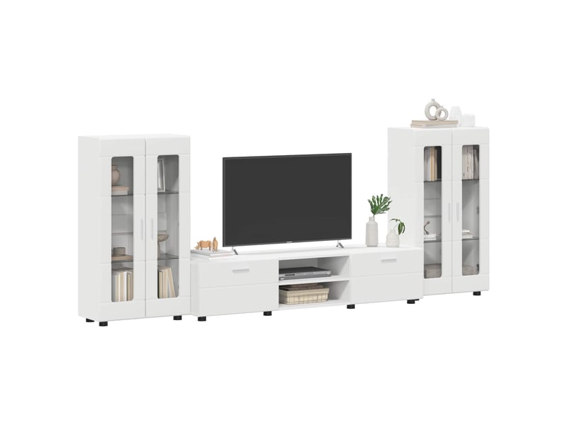  Ensemble meuble tv - banc tv - meuble de rangement florin 3 pcs blanc bois d'ingénierie  - Conforama C