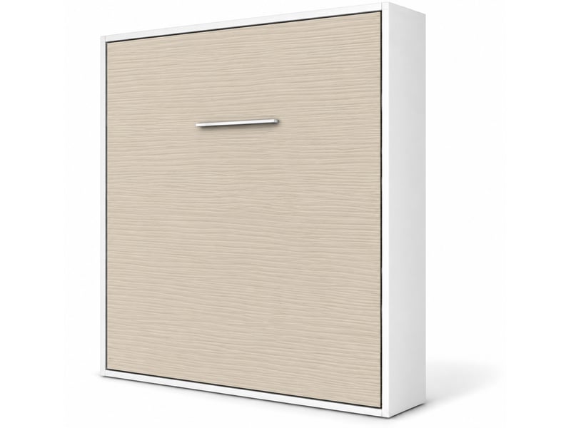  Lit escamotable vertical kola – seulement 34,5cm de profondeur, le confort d’un vrai lit-90x190-cadre chêne blanc-façade vison  - Conforama A