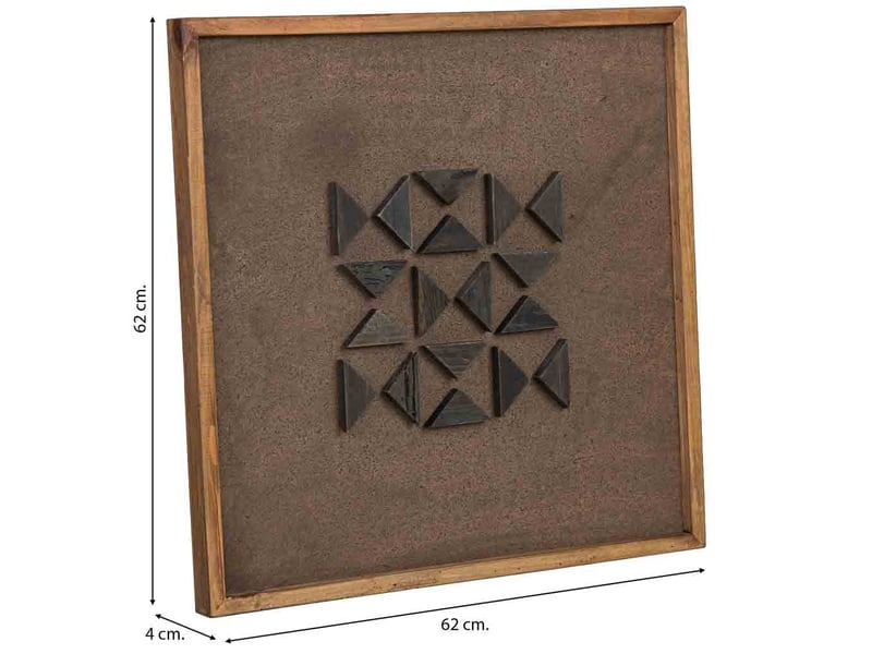  Tableau artisanal en bois recyclé relief marron et noir 62x4x62 cm h  - Conforama C