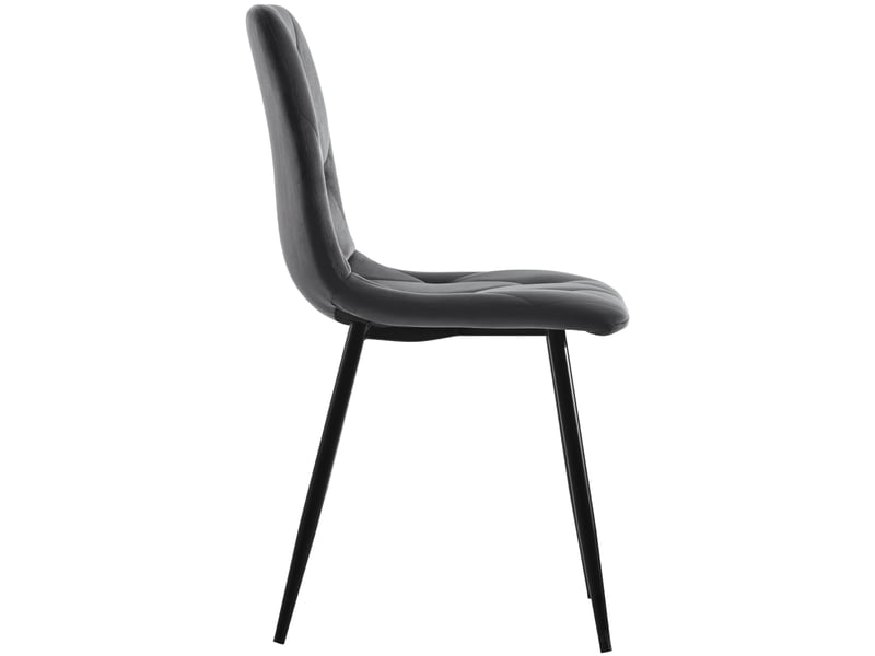 Lot de 4 chaises de salle à manger velours gris foncé - assise rembourrée, pieds métal, design moderne  - Conforama E