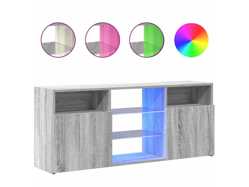  Meuble tv - banc tv - meuble de rangement avec lumières led sonoma gris 120x30x50 cm  - Conforama A