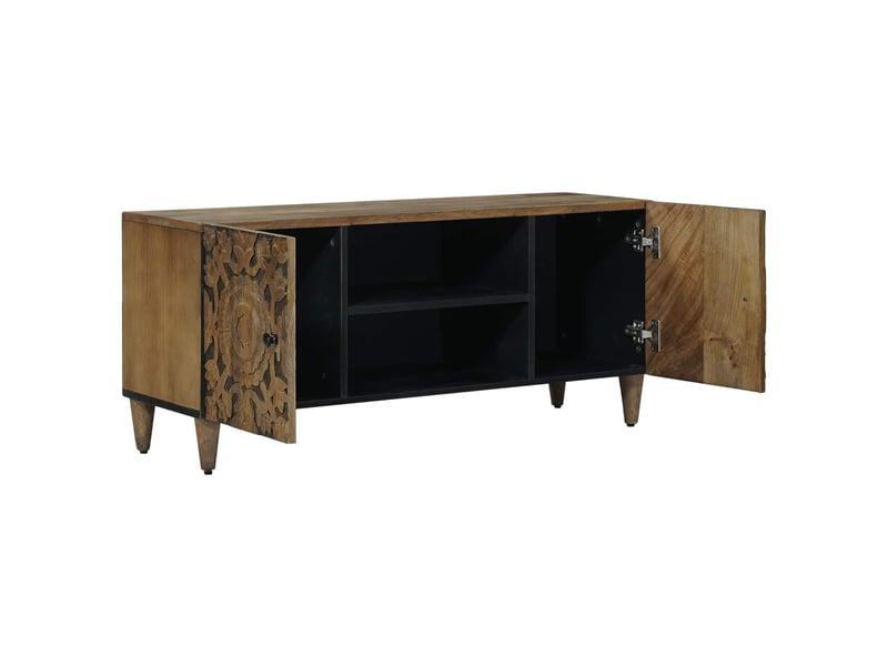  Meuble tv - banc tv - meuble de rangement marron 105 x 33,5 x 46 cm bois de mangue massif  - Conforama A
