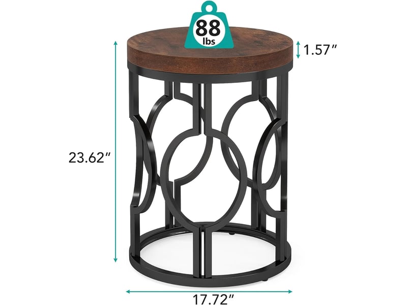  Table d'appoint ronde en mdf et métal marron rustique et noir ø45x60 cm  - Conforama C
