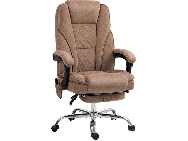  Fauteuil de bureau ergonomique marron avec massage, chauffage lombaire, repose-pieds, pivotant et à roulettes  - Conforama A