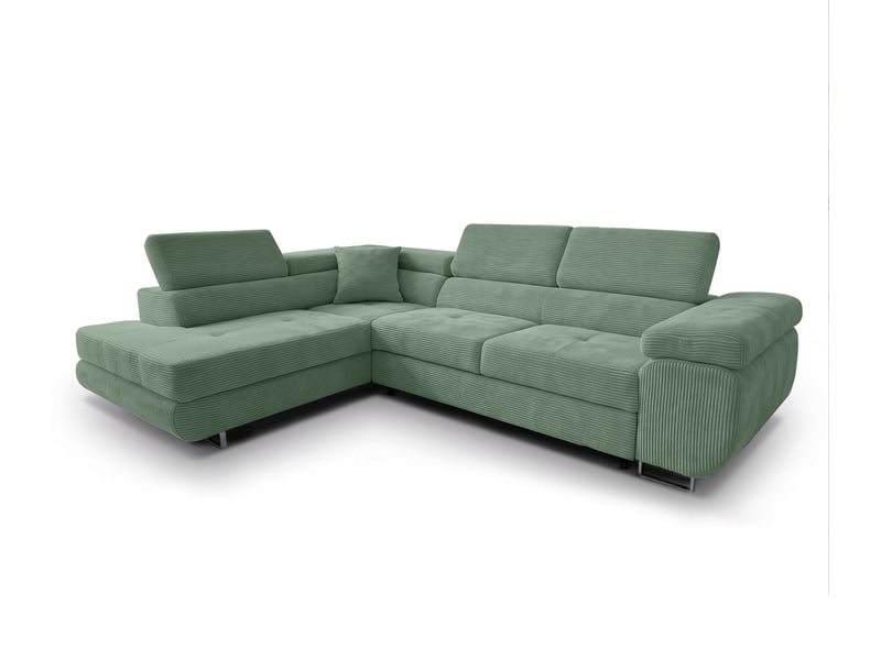  Canapé d'angle modulable et convertible konak 276 cm avec coffre – vert sauge Konak - Conforama A