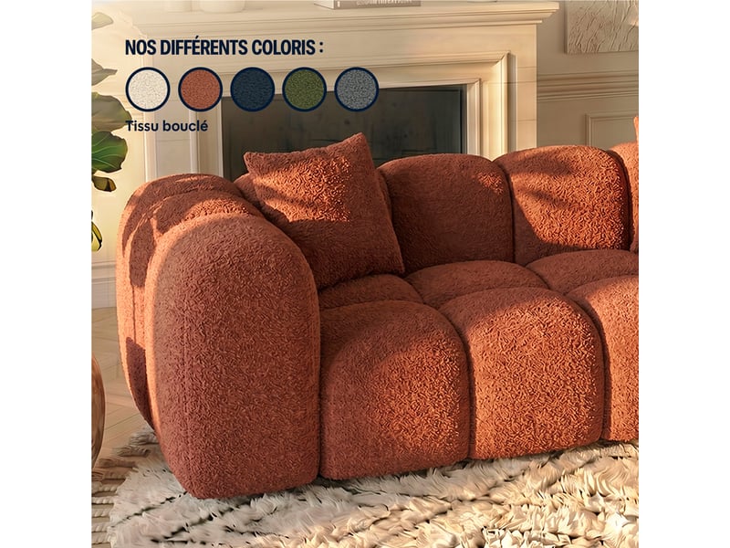  Canapé nuage angle gauche en bouclette brique - alba - morphea Alba Convertible - Conforama D