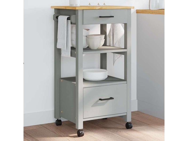  Desserte de cuisine, chariot de rangement monza 48x40x88,5 cm bois massif de pin shl29983  - Conforama B