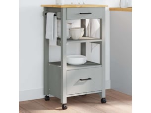 Desserte de cuisine, chariot de rangement monza 48x40x88,5 cm bois massif de pin shl29983