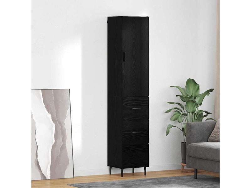  Buffet - haut armoire chêne noir 34,5 x 34 x 180 cm bois d'ingénierie  - Conforama B