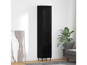 Buffet - haut armoire chêne noir 34,5 x 34 x 180 cm bois d'ingénierie