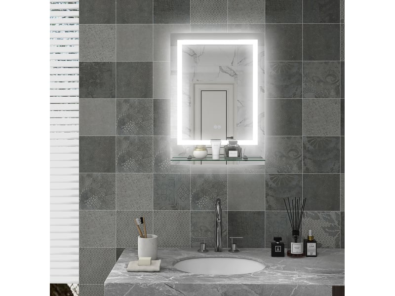  Miroir de salle de bains lumineux 70x50 cm anti-buée ip44 avec touche et mémoire transparent  - Conforama B
