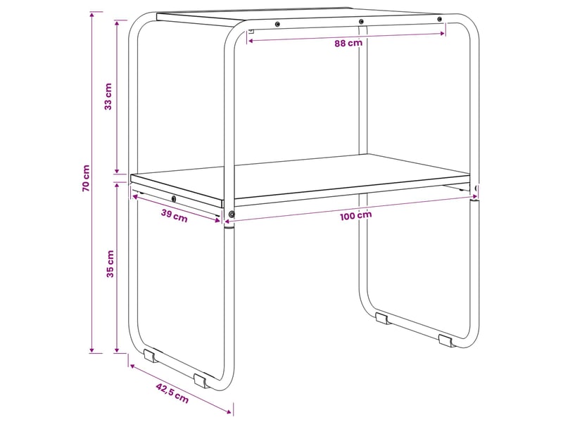  Vidaxl table console chêne sonoma 100 x 42,5 x 70 cm bois d'ingénierie  - Conforama C