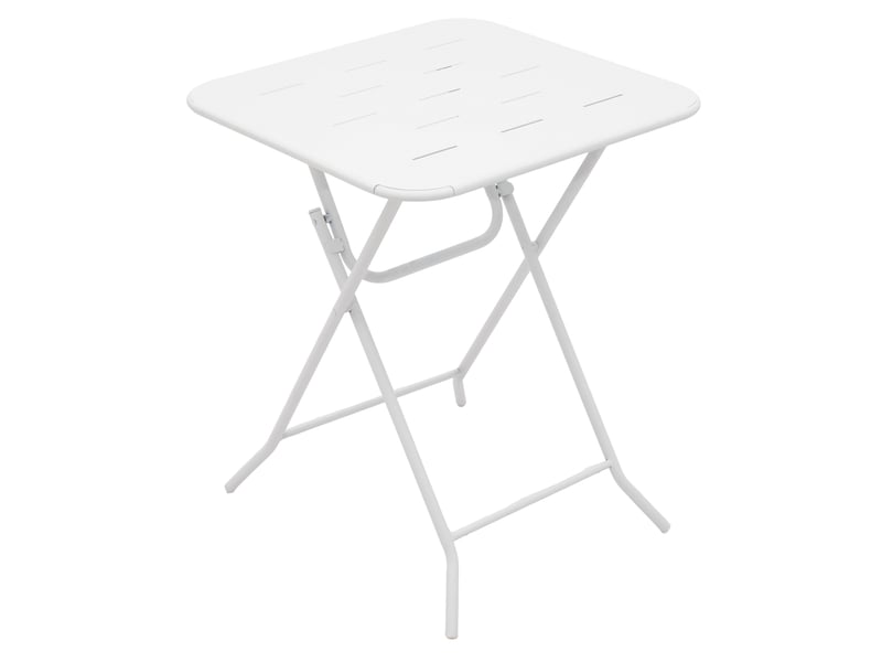  Ensemble table et chaises avec 2 chaises pliantes et table pour 2 personnes, pour jardin et terrasse, en acier blanc  - Conforama E