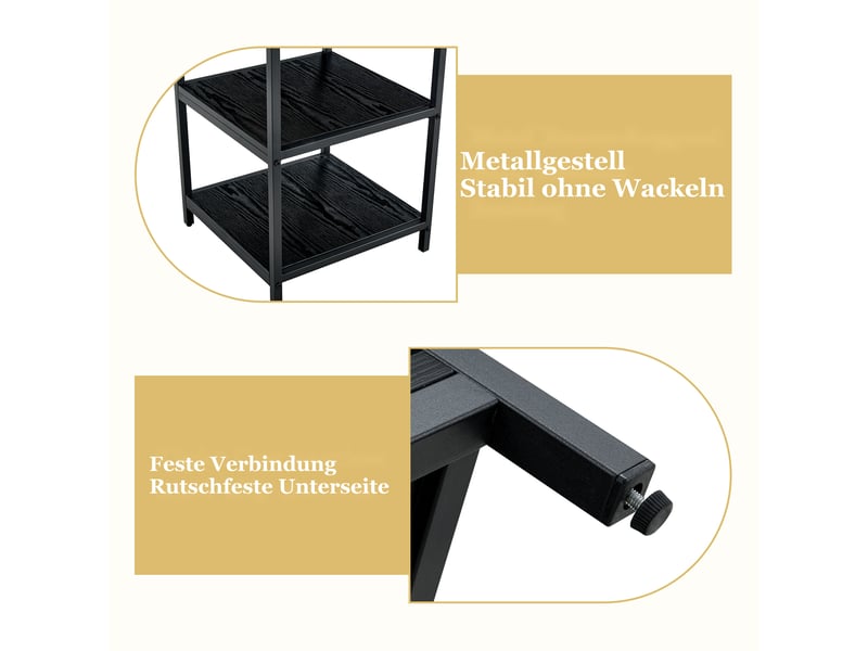  Table à manger ronde 2 à 4 personnes avec double étagère de rangement - lpospi - mdf et métal noir 107 × 75 cm  - Conforama E