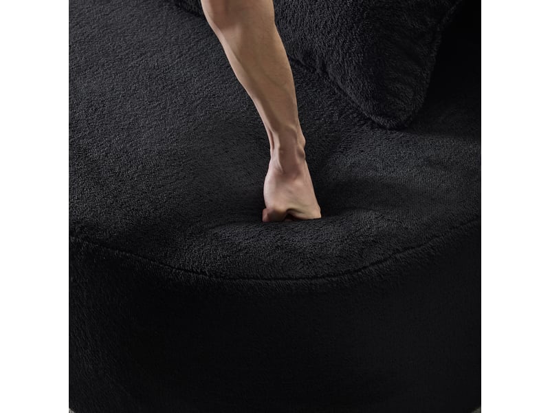  Canapé droit convertible lit noir, revêtement en velours haute densité, design moderne et confortable pour salon ou chambre d'amis, prêt à l'emploi  - Conforama E