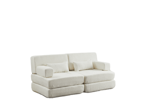 Canapé droit relax manuel   2 places Tissu beige