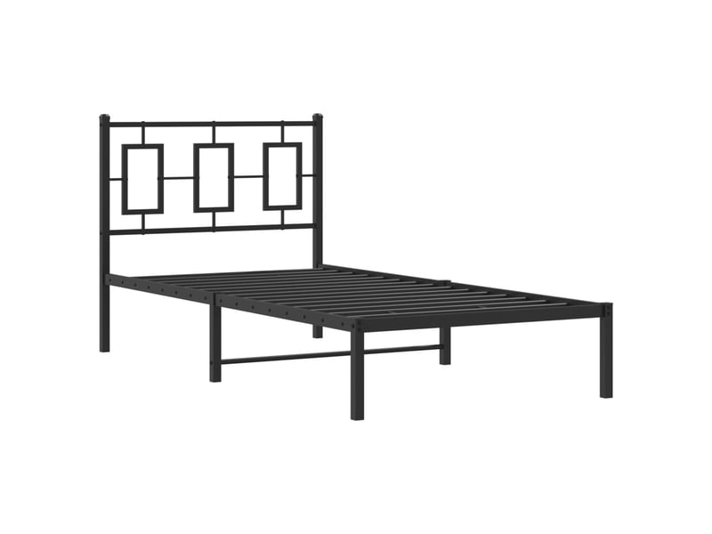  Lit simple- lit adulte -  cadre de lit métal sans matelas avec tête de lit noir 90x190 cm  - Conforama B