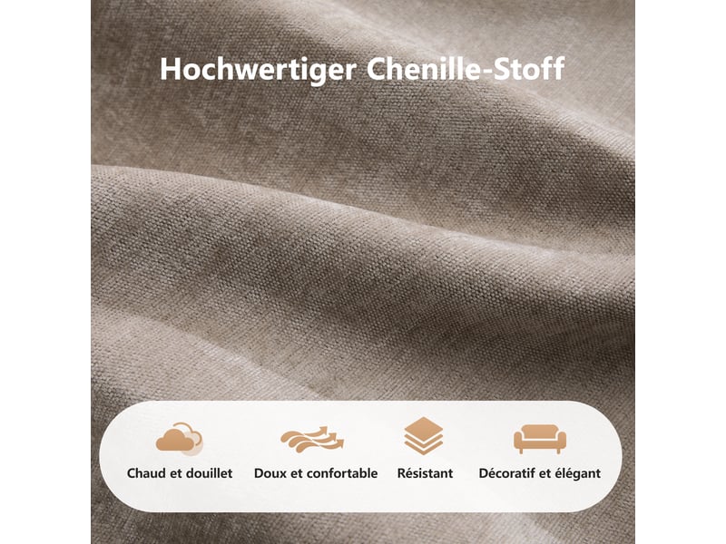 Canapé d'angle modulaire - 4 places - marron - chenille - 358x171x76 cm - 69.05 kg - confort doux - mousse haute densité - Conforama R