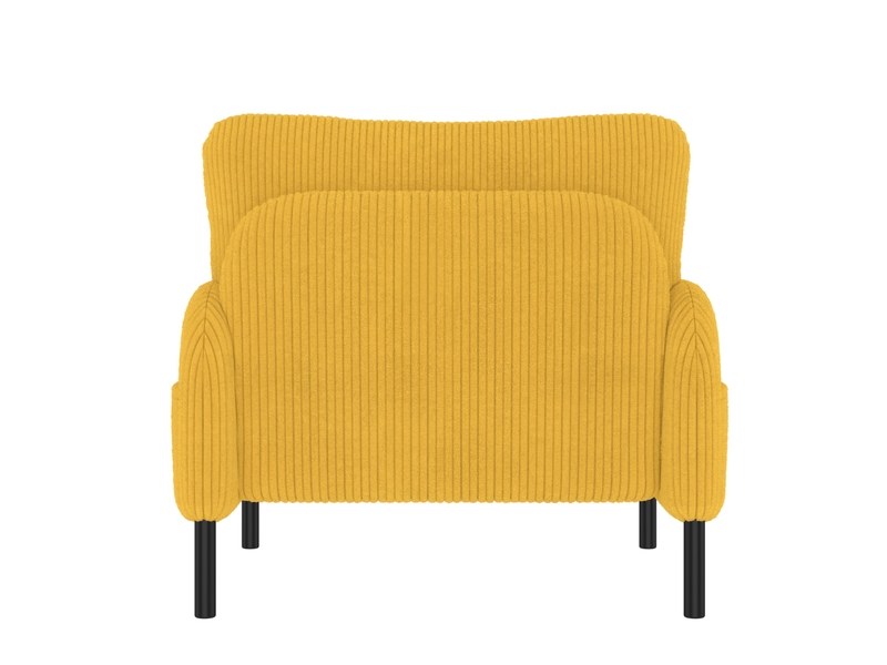  Fauteuil confortable fauteuil d'appoint 67x75x79cm siège profond, poche latérale, structure métal, velours côtelé jaune  - Conforama R