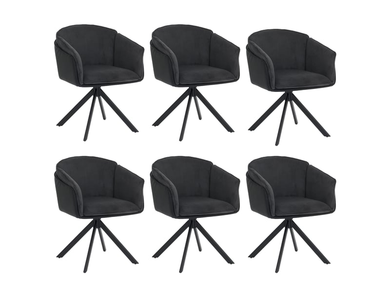  Lot de 6 chaises de salle à manger hwc-r24, chaises de cuisine, pivotantes, en métal, simili-cuir, tissuvelours - noir  - Conforama A