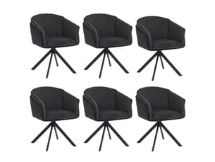 Lot de 6 chaises de salle à manger hwc-r24, chaises de cuisine, pivotantes, en métal, simili-cuir, tissuvelours - noir