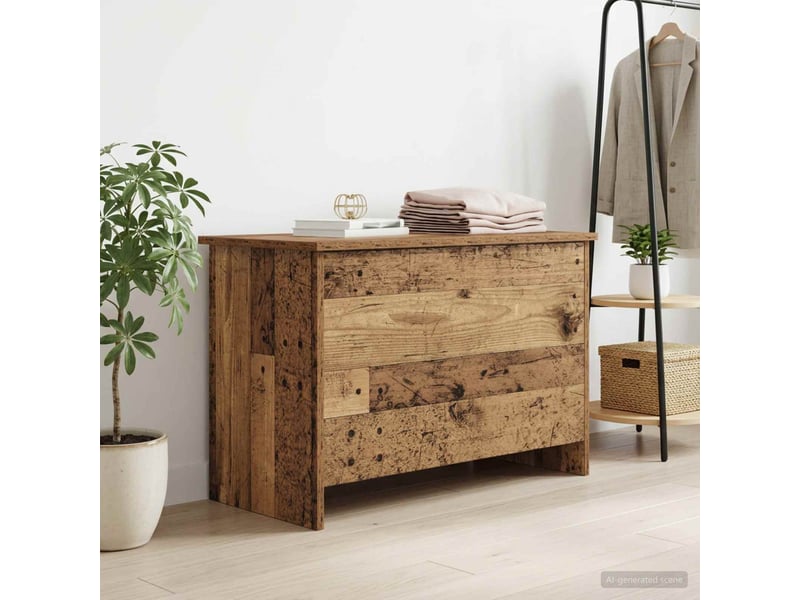 Coffre de rangement avec stockage bois ancien 80x40x50 cm - Conforama D
