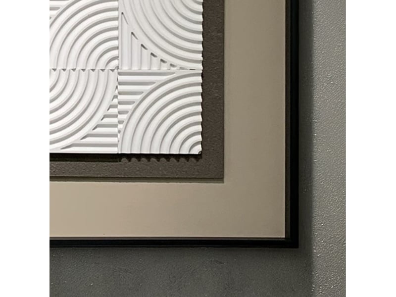  Tableau peinture à l'huile beige relief carré cadre aluminium - 50x50  - Conforama C