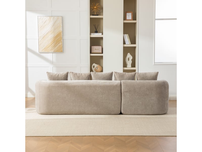  Canapé modulaire en chenille 3 places gris - sans montage, assise moelleuse avec coussin  - Conforama W