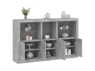 Buffet - bahut - meuble de rangement avec lumières led gris béton 162x37x100 cm