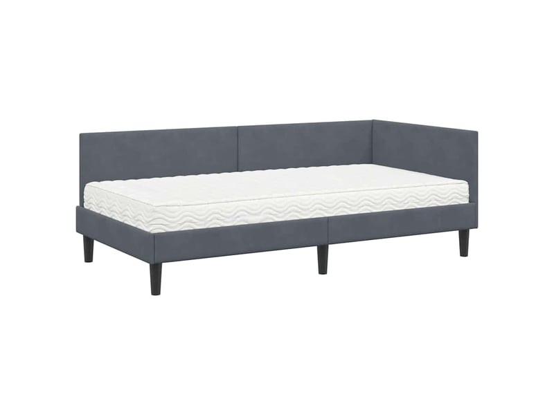  Lit simple- lit adulte -  cadre de lit d'angle avec matelas 2 pcs gris foncé 100 x 200 cm  - Conforama C