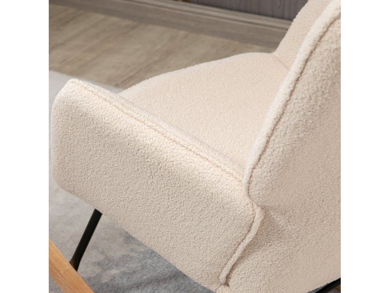 Rocking-chair relax avec dossier haut capitonné et accoudoirs, fonction bascule, en polyester beige, 71 × 98 × 101 cm  - Conforama E