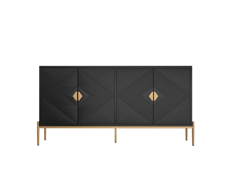 Buffet, armoire, meuble de rangement et meuble à tiroirs moderne, adapté au salonsalle à mangerentrée, quatre portes, noir - Conforama A