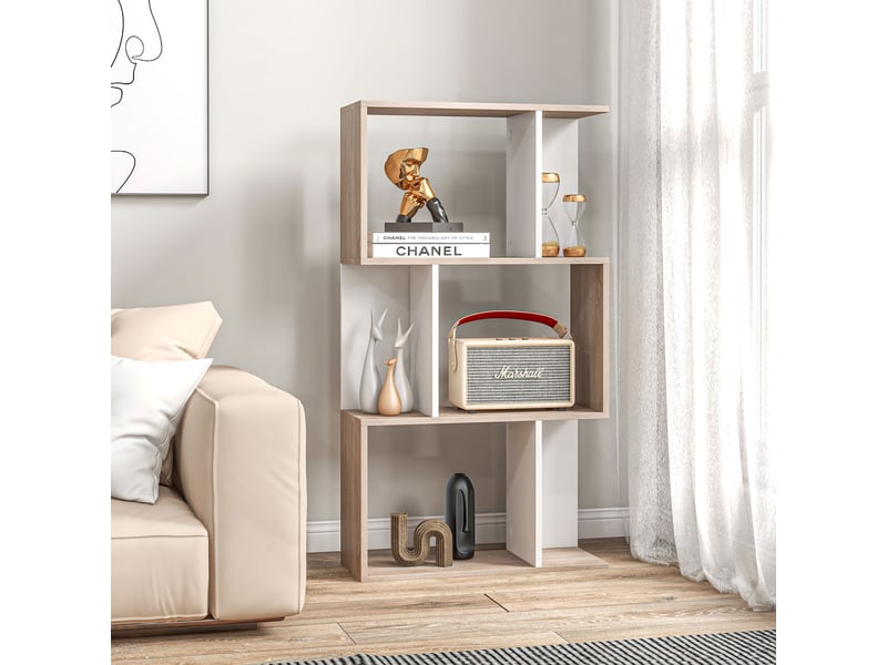  Bibliothèque de bureau moderne en bois, 3 étagères, 60 × 24 × 111,4 cm  - Conforama C